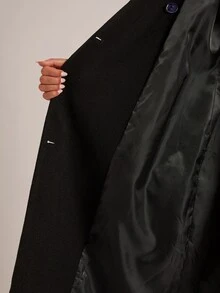 SHEIN BAE Women's Solid Color Casual Versatile Daily Wear Overcoat - Black - View 6