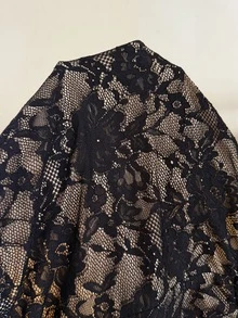 SHEIN CURVE+ Plus Size Vacation Black Lace Trim Corset, Christmas - Black - View 7