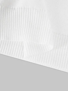 LUMIGAL Women's White Collared Sheer Mesh Half-Button Ribbed Knit Slim Fit Long Sleeve Sweater, Elegant Mesh Patchwork Top, Suitable For Autumn Office, Date And Casual Wear - White - View 13