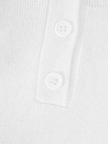 LUMIGAL Women's White Collared Sheer Mesh Half-Button Ribbed Knit Slim Fit Long Sleeve Sweater, Elegant Mesh Patchwork Top, Suitable For Autumn Office, Date And Casual Wear - White - View 12