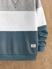 Manfinity RebelGame Men's Casual Colorblock Patchwork Sweatshirt,Fleece,Oversized Pullover,Crew Neck Sweatshirt,Halloween Winter Party Autumn - Multicolor - View 4