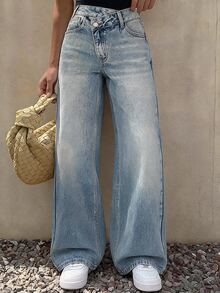 Dazy Kids Girls' Denim Jeans Spring/Summer New Style Back Pocket Rhinestone Flare Leg Jeans (Large) - Medium Wash - View 7