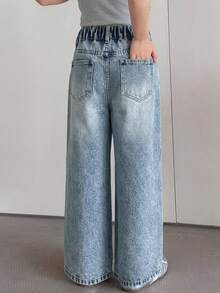 Dazy Kids Girls' Denim Jeans Spring/Summer New Style Back Pocket Rhinestone Flare Leg Jeans (Large) - Medium Wash - View 8