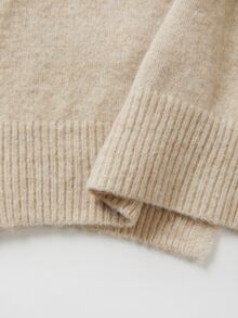 SHEIN Women New Chinese Style Frog Button Knit Cardigan, Crew Neck Long Sleeve Ruffle Cuff Slim Fit Sweate - Apricot - View 8