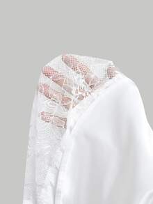 SHEIN MOD Sexy Sweet Lace Satin Skirt - White - View 10