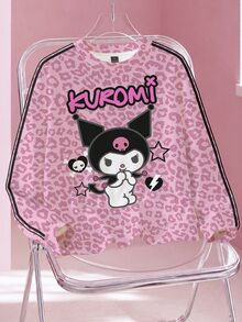 HELLO KITTY AND FRIENDS | SHEIN Women's Cartoon Print Long Sleeve Crew Neck Sweatshirt - White - View 7