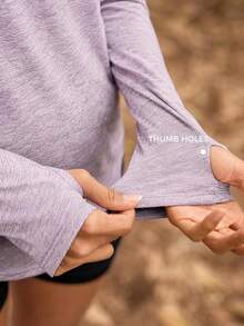 In My Nature Women's Zipper Long Sleeve Crew Neck Outdoor T-Shirt - Dusty Purple - View 7