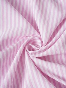 Strawberry Shortcake X SHEIN Women's Striped Front Tie Puff Sleeve Blouse, - Baby Pink - View 9