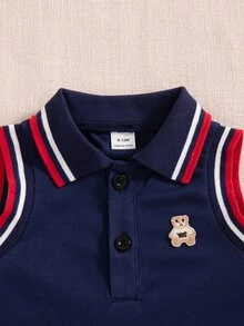 SHEIN 2件組女嬰春夏休閒可愛風蝴蝶刺繡無袖洋裝附斜跨包，親子度假套裝 - 藏蓝色 - 查看 4