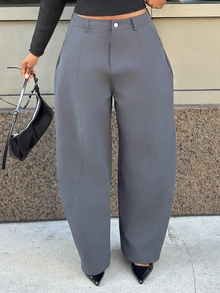 Alexandranx 筒状裤腿时尚个性下装筒状裤 - 深灰色 - 查看 3
