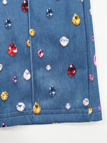 SHEIN 女童 2件組 抓絨運動衫與秋季長褲套裝，刺繡字母設計，適合戶外穿著 - 藍色 - 查看 4