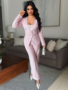 Vavine Red & White Tweed Long Sleeve Suit Set, Autumn/Winter - Multicolor - View 7