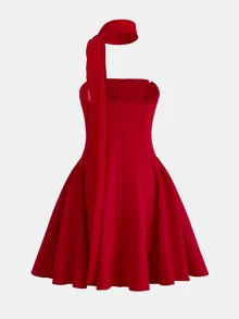 SHEIN Tween Girl Red Princess Kids Dress With , Suitable For New Year Party, Birthday Party, Valentine's Day, Halloween, Christmas, Wedding, Daily Wear - Red - View 2