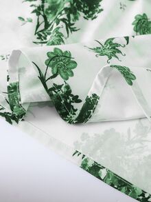 SHEIN 返校季大女孩綠色花卉印花長袖圓領高腰A字洋裝 派對家庭套裝 秋季優雅可愛休閒聖誕風 - 綠色 - 查看 7