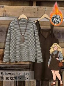 Rusticease Plus Size Brown Ribbed Button Hooded Long Sleeve Two Pieces Set Elegant Formal Fall Winter 2026 - Brown - View 8