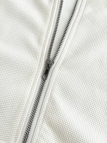 INAWLY Women's Solid Color Zipper Front Casual Drawstring Minimalist Versatile Sweatshirt - White - View 7