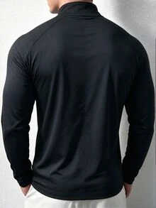 Gym Rark Men's Letter Print Zipper Long Sleeve Sports Jacket Fall - Black - View 2