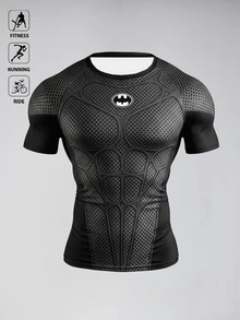 BATMAN X SHEIN Gym Rark Men's Colorblock Casual Versatile Daily Travel Sports T-Shirt - Multicolor - View 3