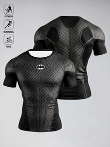 BATMAN X SHEIN Gym Rark Men's Colorblock Casual Versatile Daily Travel Sports T-Shirt - Multicolor - View 1
