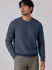 Manfinity Homme Men's Solid Color Casual Versatile Daily Wear Long Sleeve Sweater Golf - Royal Blue - View 1