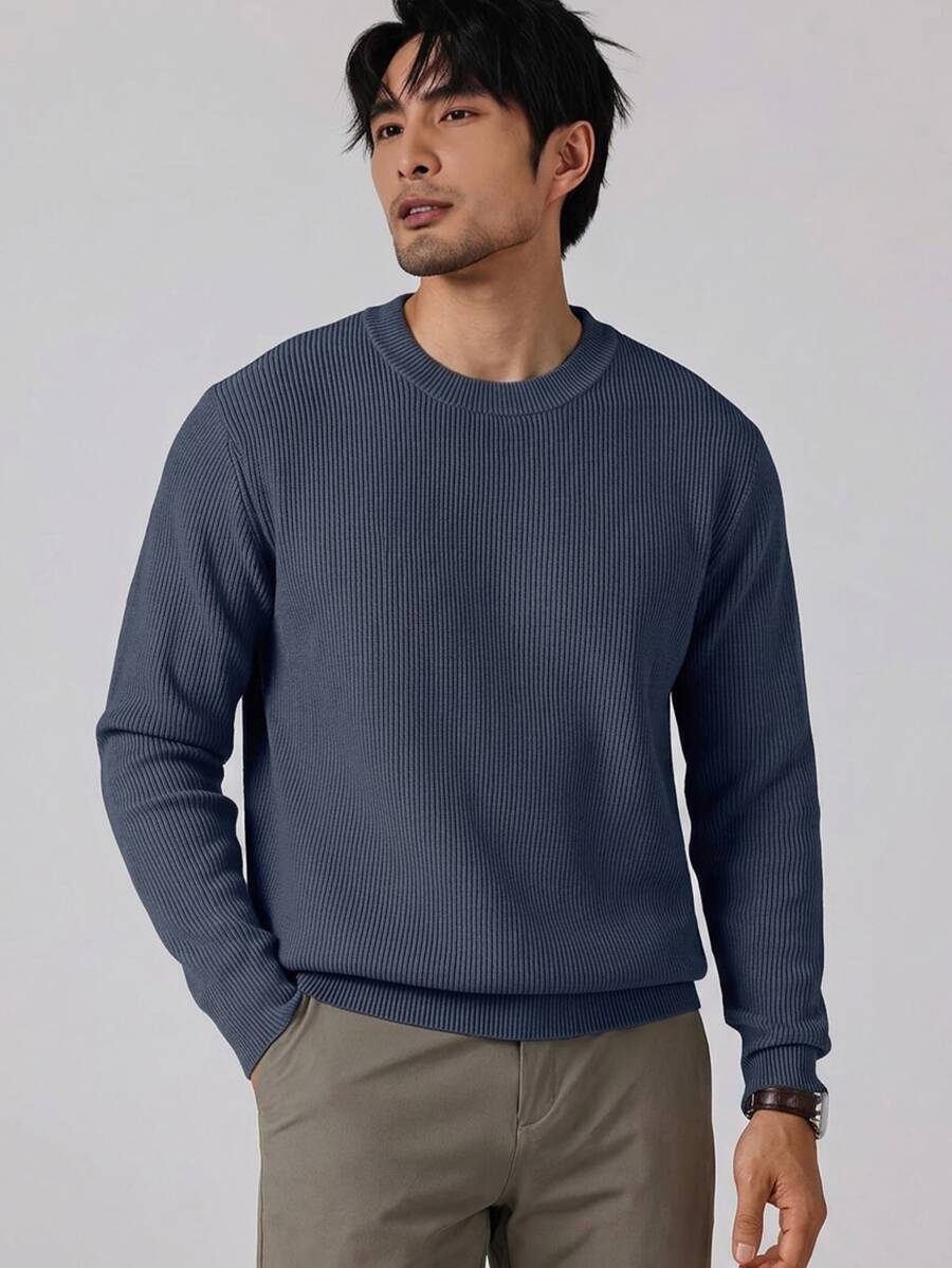 Manfinity Homme Men's Solid Color Casual Versatile Daily Wear Long Sleeve Sweater Golf - Royal Blue - View 1