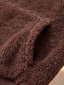 Tween Boys Casual Solid Color Loose Fit Sweatshirt Autumn Fall - Brown - View 6