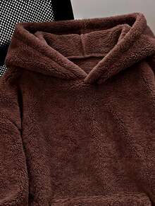 Tween Boys Casual Solid Color Loose Fit Sweatshirt Autumn Fall - Brown - View 3