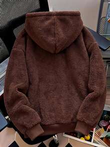 Tween Boys Casual Solid Color Loose Fit Sweatshirt Autumn Fall - Brown - View 2