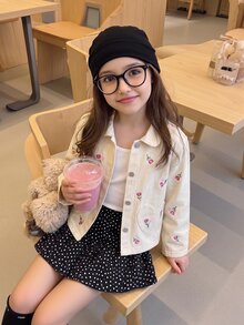 SHEIN Girls' Denim Jacket And Coat, Spring/Autumn New Arrival, Pastoral ...