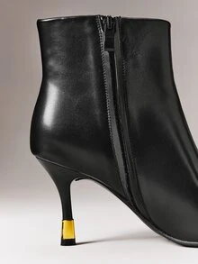 Hauture Women's Round-Toe Stiletto Heeled Ankle Boots, Simple And Suitable For Commuting, Dates, Everyday Wear, And Parties. - Black - View 5