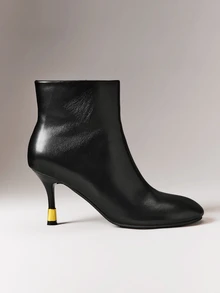 Hauture Women's Round-Toe Stiletto Heeled Ankle Boots, Simple And Suitable For Commuting, Dates, Everyday Wear, And Parties. - Black - View 3