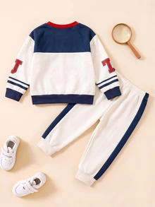 TOM & JERRY X SHEIN Young Boy Cartoon Print Long Sleeve Sweatshirt And Jogger Pants Set, Autumn/Winter/Spring - Multicolor - View 2