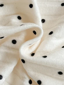SHEIN 2pcs Newborn Baby Girl Top Pants Set Sweet White Green Polka Dot Ribbed Ruffle Flutter Long Sleeve Round Neck Regular Birthday Fall Holiday Cozy Chic - Multicolor - View 9