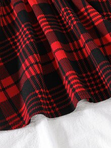SHEIN Đầm 2 trong 1 cho bé gái cổ tròn tay dài phối patchwork kẻ caro gấu bèo nhún - Nhiều màu - Xem 8
