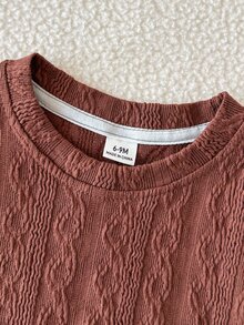 SHEIN 2pcs/Set Baby Girl Casual Spring/Autumn Floral Dress + Brown Cable Knit Vest Outfit - Multicolor - View 5