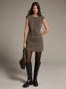 MOTF PREMIUM WOMEN'S PLAID CASUAL DAILY SUMMER MINI DRESS - Coffee - View 7
