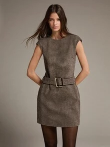 MOTF PREMIUM WOMEN'S PLAID CASUAL DAILY SUMMER MINI DRESS - Coffee - View 5
