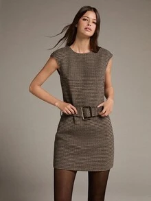 MOTF PREMIUM WOMEN'S PLAID CASUAL DAILY SUMMER MINI DRESS - Coffee - View 4