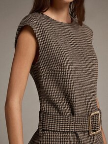 MOTF PREMIUM WOMEN'S PLAID CASUAL DAILY SUMMER MINI DRESS - Coffee - View 6