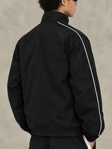 Manfinity Roghcode Men's Colorblock Casual Versatile Daily Travel Long Sleeve Jacket, Goth - Black - View 2
