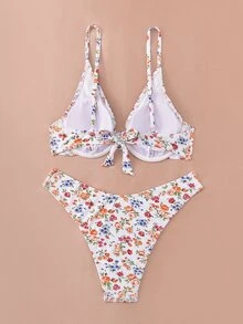 Swim Vcay 女士夏季服装女式碎花露背性感比基尼套装适合海滩度假夏季 - 彩色 - 查看 3