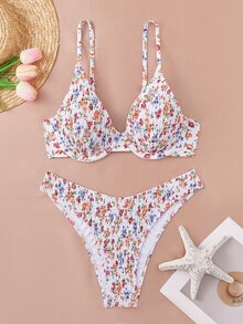 Swim Vcay 女士夏季服装女式碎花露背性感比基尼套装适合海滩度假夏季 - 彩色 - 查看 4