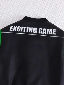 SHEIN Kids Tween Boy Autumn/Winter Casual Streetwear Racing Baseball Jacket - Green - View 5