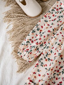 Young Girl Bow Decor Kids All-Over Print Casual Daily Summer Dress - Multicolor - View 6