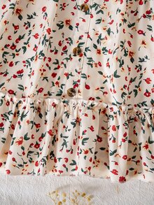 Young Girl Bow Decor Kids All-Over Print Casual Daily Summer Dress - Multicolor - View 8