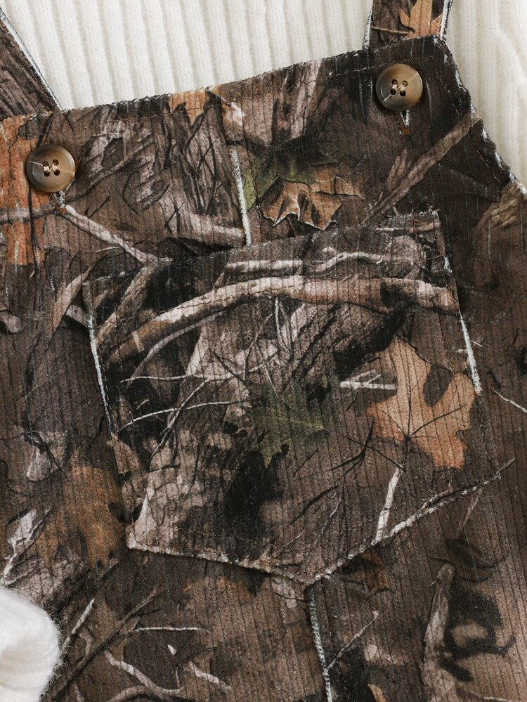 Cozy Pixies Baby Boy Fashionable Dry Tree & Fallen Leaves Print Overalls Winter - Multicolor - View 4