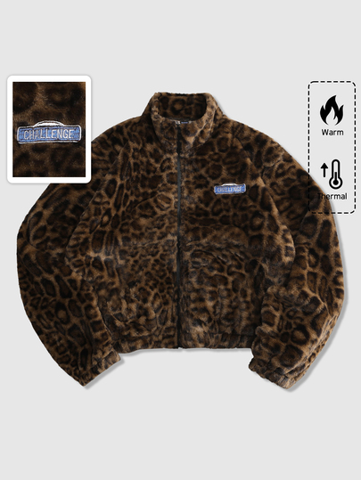 Street Life Spring Casual Leopard Print Unisex Street Style Jacket, Casual Autumn/Winter