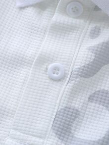 ROMWE MEN Street Life Leopard Print Graphic Loose Polo Shirt Streetwear Vintage - White - View 5