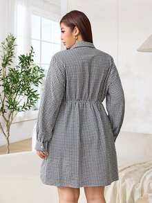 SHEIN EZwear 大尺碼女款格子休閒優雅派對早午餐正式夏季旅行連身裙 秋冬黑色鄉村風聖誕穿搭洋裝 - 彩色 - 查看 3