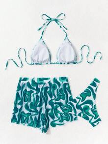 Swim Vcay 3件組 Springbreak 印花隨機圖案比基尼泳衣 - 綠色 - 查看 4